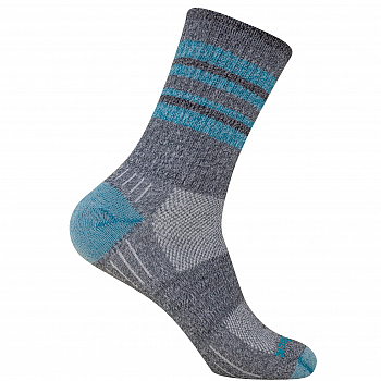 WRIGHTSOCK Escape Crew | Turquoise Stripes | Mitteldick