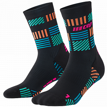 CEP The Run 4.0 Mid Cut Compression Socks Damen | Black Neon Pink