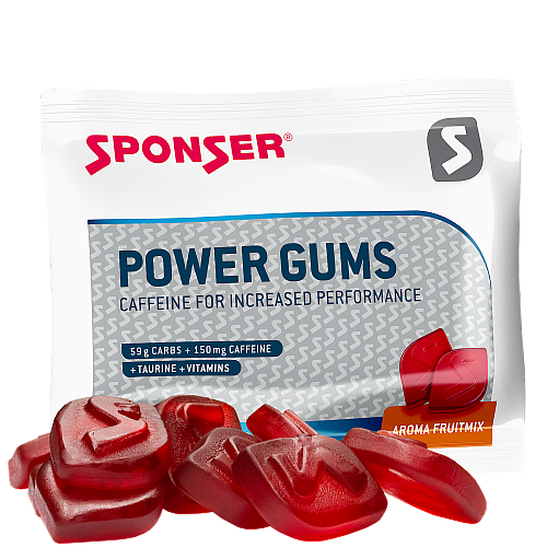 Sponser Power Gums Fruit Mix + Koffein (75 g Beutel)