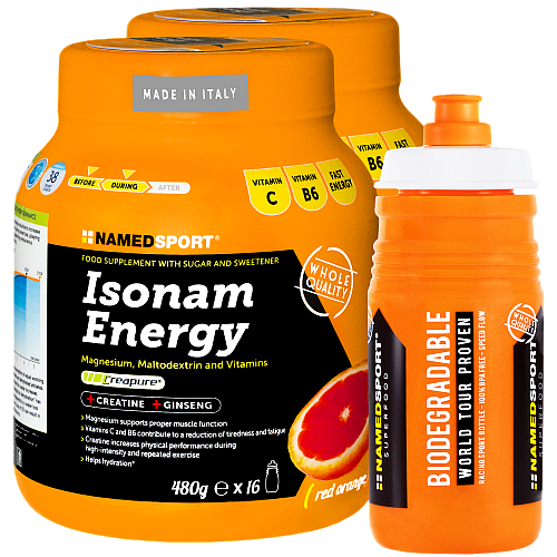 NAMEDSPORT Isonam Energy Drink Aktion | 2 Dosen + Flasche