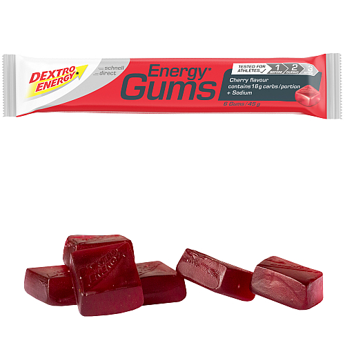 Dextro Energy Gums Kirsche + Natrium (45 g Beutel)