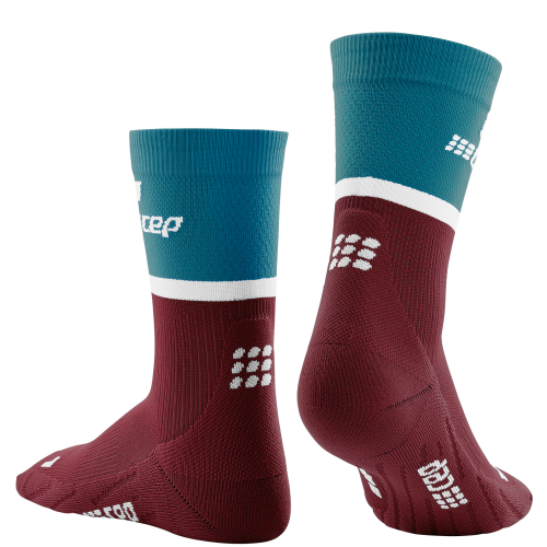 CEP The Run 4.0 Mid Cut Compression Socks Herren | Petrol Dark Red