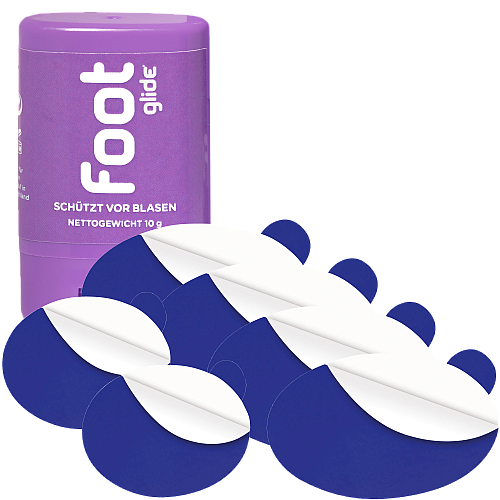 Anti-Blasen-Set Inhalt: Bodyglide Foot Glide Stick & Blasenstopper Schuhpads