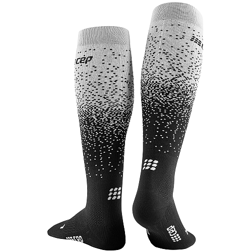 CEP Ski Merino Compression Socks Damen | Snowfall Black Off White WP20K