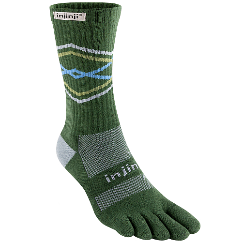 Injinji Trail Midweight Crew Zehensocken | Forest Green | Mitteldick