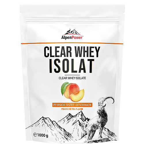 AlpenPower Clear Whey Isolat | 1000 g | Pfirsich-Eistee