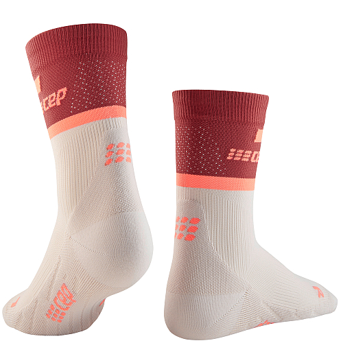 CEP The Run 4.0 Mid Cut Compression Socks Damen | Red Off White