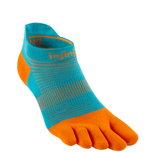 Injinji Run Lightweight No Show Zehensocken | Tangelo Turquoise | Dnn