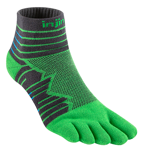 Injinji Ultra Run Mini-Crew Zehensocken | Emerald Green | Mitteldick