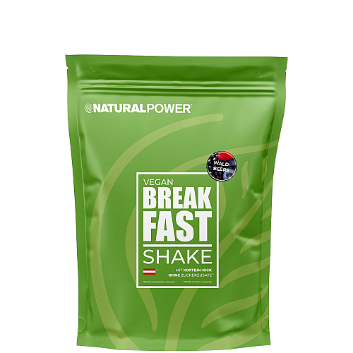 Natural Power Vegan Breakfast Shake | 800 g | Waldbeere + Koffein