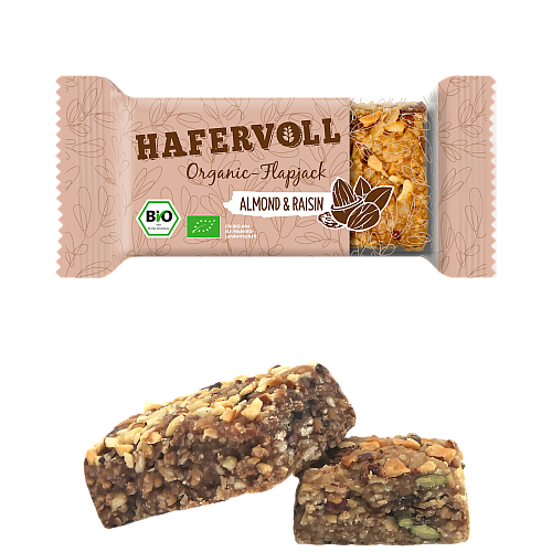 HAFERVOLL Flapjack 60 g Riegel Almond-Raisin