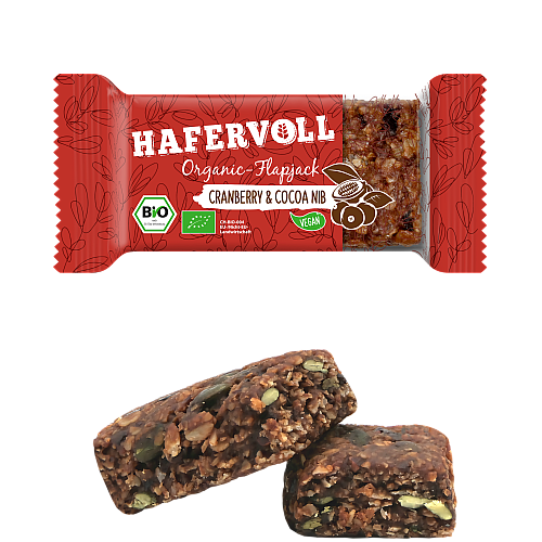 Hafervoll Organic Flapjack Cranberry & Cocoa Nib (60 g)