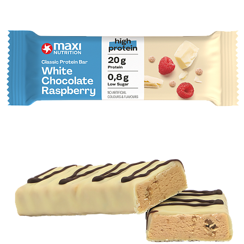 MAXI NUTRITION Classic Protein Bar | Weie Schokolade-Himbeer (White Chocolate-Raspberry) 