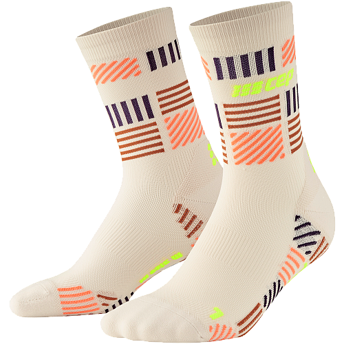 CEP The Run 4.0 Mid Cut Compression Socks Damen | Cream Neon Yellow