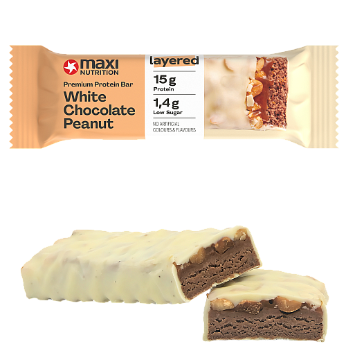 MAXI NUTRITION Premium Protein Bar | Weie Schoko Erdnuss