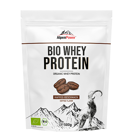 Alpenpower Bio Whey Protein 500 g Beutel Kaffee